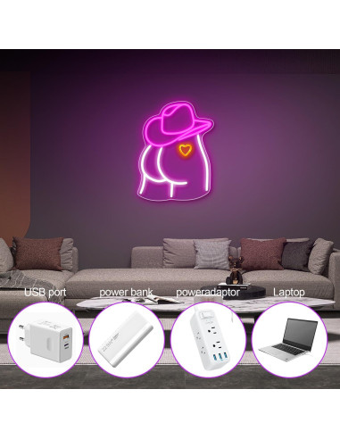 Luz de Neón Sombrero Vaquero Auspical LED USB Rosa/Blanca