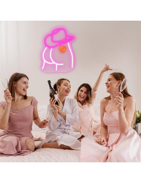 Luz de Neón Sombrero Vaquero Auspical LED USB Rosa/Blanca