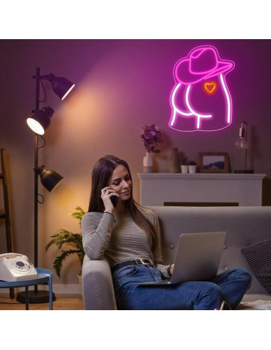 Luz de Neón Sombrero Vaquero Auspical LED USB Rosa/Blanca