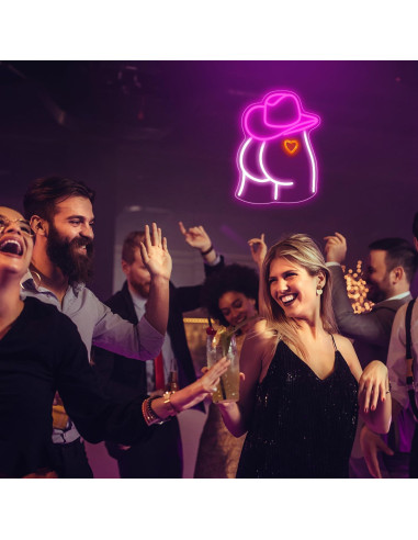 Luz de Neón Sombrero Vaquero Auspical LED USB Rosa/Blanca