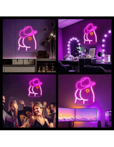 Luz de Neón Sombrero Vaquero Auspical LED USB Rosa/Blanca