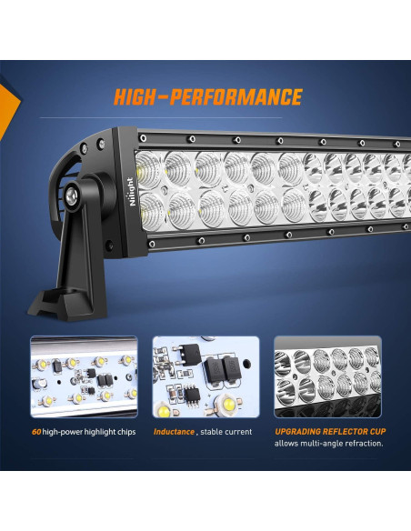 Barra de Luz LED Nilight 81cm 180W con Kit de Cableado ZH079
