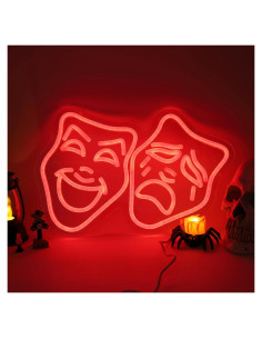 Luz de Neón LED Máscara de Teatro Roja - Decoración Cine