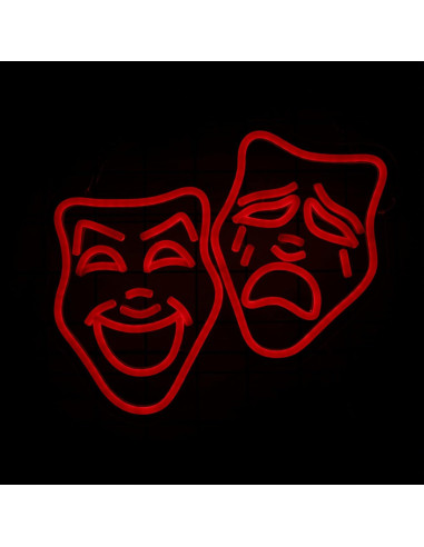 Luz de Neón LED Máscara de Teatro Roja - Decoración Cine