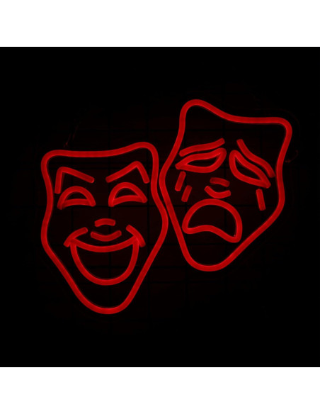 Luz de Neón LED Máscara de Teatro Roja - Decoración Cine