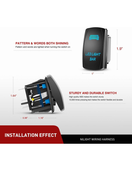 Barra de Luz LED Nilight 81cm 180W con Kit de Cableado ZH079