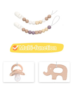 Clips para Chupetes de Silicona Grado Alimenticio - Beige y Púrpura - Paquete de 2 2