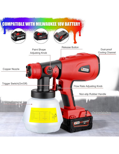 Pulverizador de pintura inalámbrico YEX-BUR 200W 18V para hogar