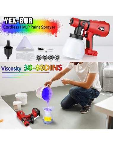 Pulverizador de pintura inalámbrico YEX-BUR 200W 18V para hogar