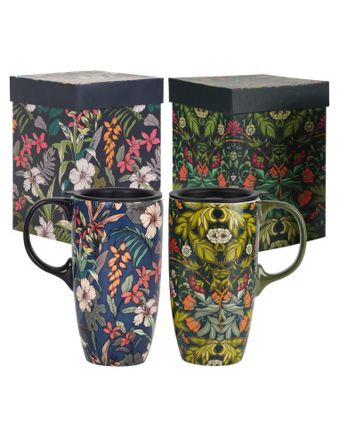 Juego de 2 Tazas de Cerámica Voltogar 0.5L con Tapa