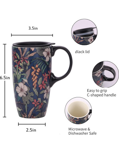 Juego de 2 Tazas de Cerámica Voltogar 0.5L con Tapa