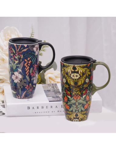 Juego de 2 Tazas de Cerámica Voltogar 0.5L con Tapa