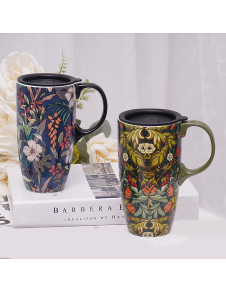 Juego de 2 Tazas de Cerámica Voltogar 0.5L con Tapa