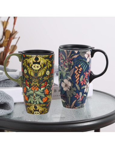 Juego de 2 Tazas de Cerámica Voltogar 0.5L con Tapa