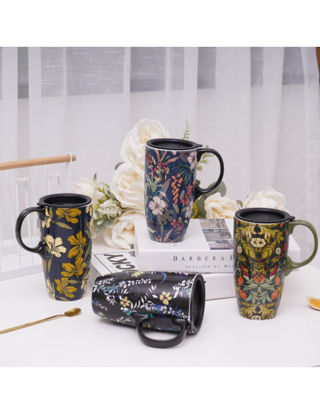 Juego de 2 Tazas de Cerámica Voltogar 0.5L con Tapa