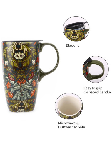 Juego de 2 Tazas de Cerámica Voltogar 0.5L con Tapa