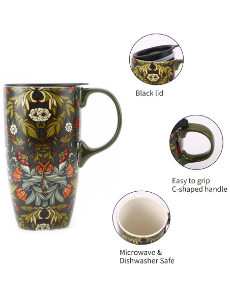 Juego de 2 Tazas de Cerámica Voltogar 0.5L con Tapa