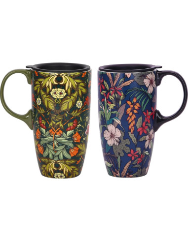 Juego de 2 Tazas de Cerámica Voltogar 0.5L con Tapa