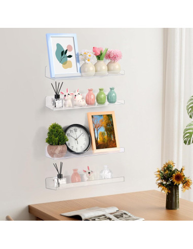 Estantes Flotantes de Acrílico Mecnmsa - Paquete de 4, 38.1 cm