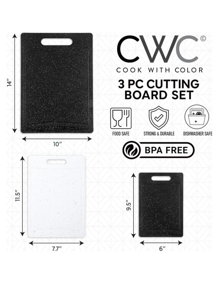 Juego de 3 Tablas de Cortar Antideslizantes COOK WITH COLOR