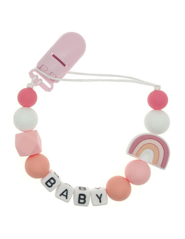 Clip de Chupete Personalizado L-vsesy Cadena de Perlas Silicona 30 cm