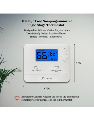 Termostato No Programable Riseem STN601 Azul 24V DIY Fácil