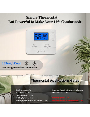 Termostato No Programable Riseem STN601 Azul 24V DIY Fácil