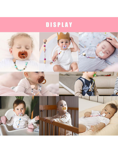 Clip de Chupete Personalizado L-vsesy Cadena de Perlas Silicona 30 cm