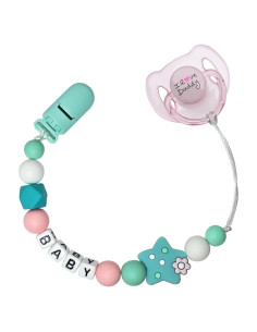 Cadena Clip Chupete Magnético Helerkol Cian Rosa para Muñecas Reborn