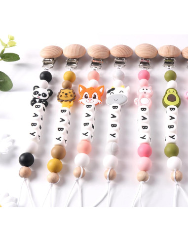 Clip de Chupete Personalizado L-vsesy Cadena de Perlas Silicona 30 cm