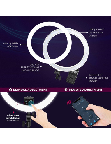 Luz de Anillo LED Neewer 16" con Control Táctil y Soporte
