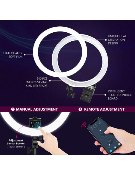 Luz de Anillo LED Neewer 16" con Control Táctil y Soporte