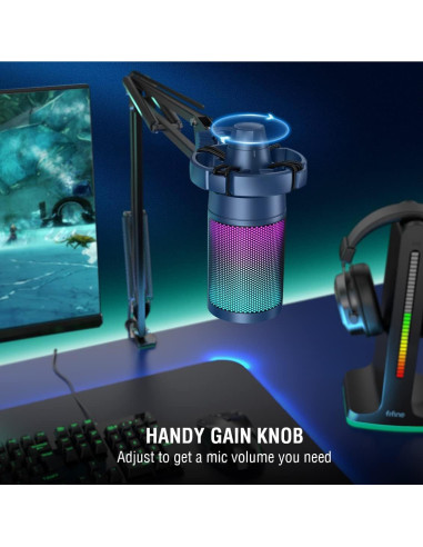 Auriculares USB Gaming FIFINE A6TB+H6 con Micrófono RGB