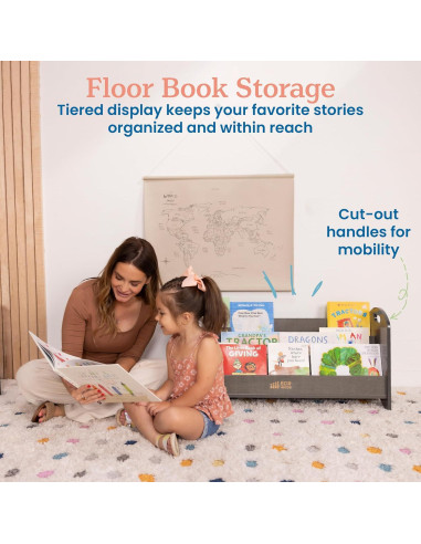 Estantería de Libros ECR4Kids 3 Estantes Lavado Gris