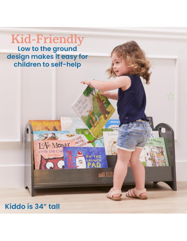 Estantería de Libros ECR4Kids 3 Estantes Lavado Gris