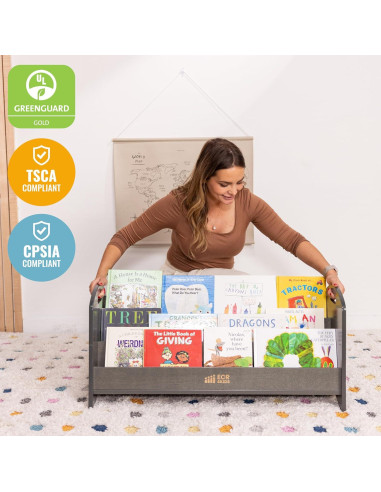 Estantería de Libros ECR4Kids 3 Estantes Lavado Gris