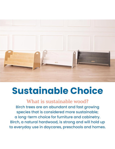 Estantería de Libros ECR4Kids 3 Estantes Lavado Gris