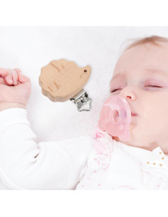 Clips de Chupete de Madera Natural Garneck - 6 Pcs Animales 2