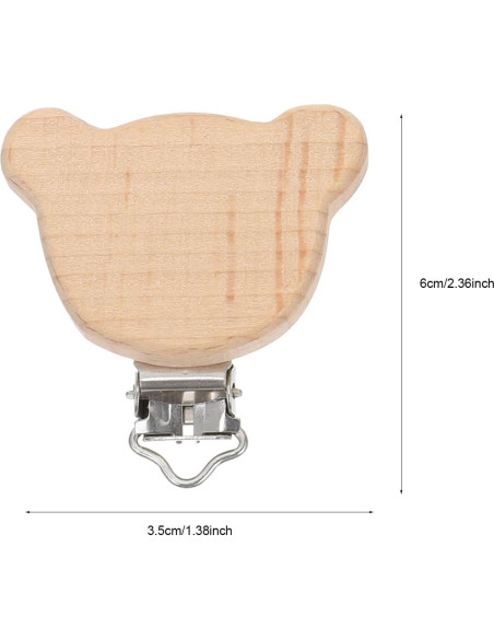 Clips de Chupete de Madera Natural Garneck - 6 Pcs Animales