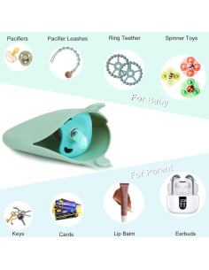 Funda para Chupete de Silicona Seposeve, Paquete de 3, Verde Azul Blanco 2