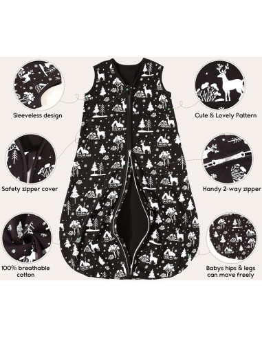 Saco de Sueño para Bebés Yoofoss 0-6 Meses 0.5 TOG Algodón