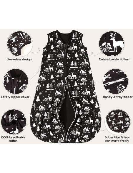 Saco de Sueño para Bebés Yoofoss 0-6 Meses 0.5 TOG Algodón