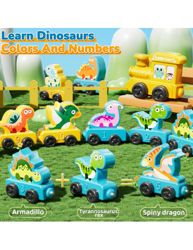 Juego de tren magnético de dinosaurios JUKUDAHU 13.7x7.4 cm