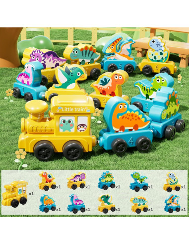 Juego de tren magnético de dinosaurios JUKUDAHU 13.7x7.4 cm
