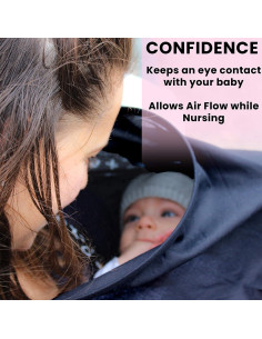 Poncho de Lactancia Milky Chic - Cobertura 360 Algodón Negro 2