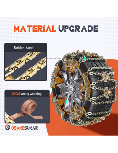 Cadenas de Nieve Antideslizantes Osakesukar 225-285 mm Juego de 6