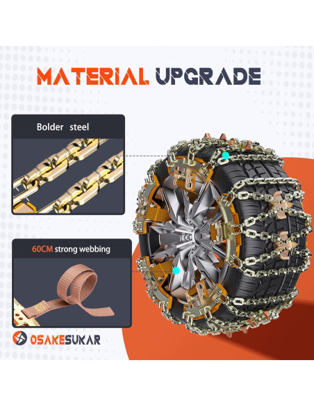Cadenas de Nieve Antideslizantes Osakesukar 225-285 mm Juego de 6