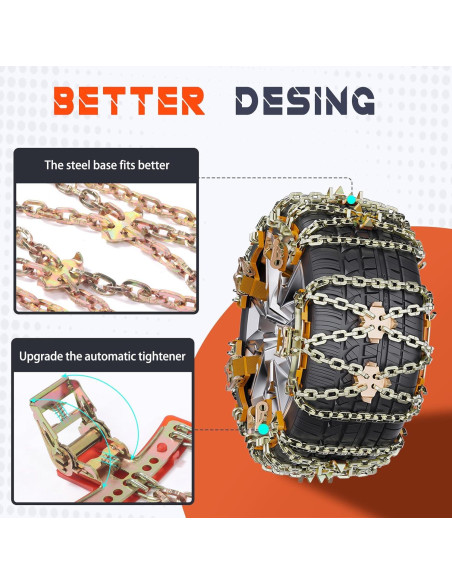 Cadenas de Nieve Antideslizantes Osakesukar 225-285 mm Juego de 6