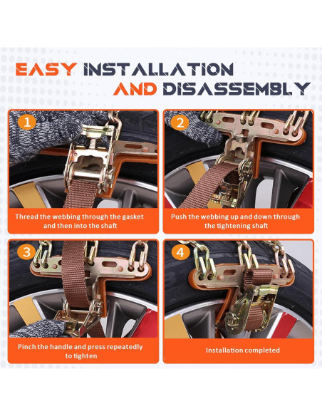 Cadenas de Nieve Antideslizantes Osakesukar 225-285 mm Juego de 6