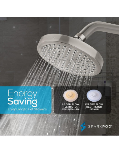 Cabezal de Ducha de Lluvia SparkPod 15.24 cm + Brazo 15.24 cm